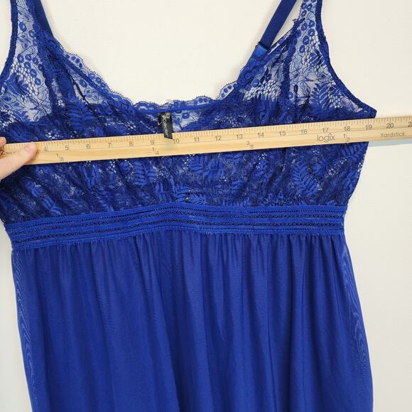 iCollection Lace Babydoll Chemise Size 3X Blue Mesh V-neck Stretch Sexy Coquette - Picture 9 of 14